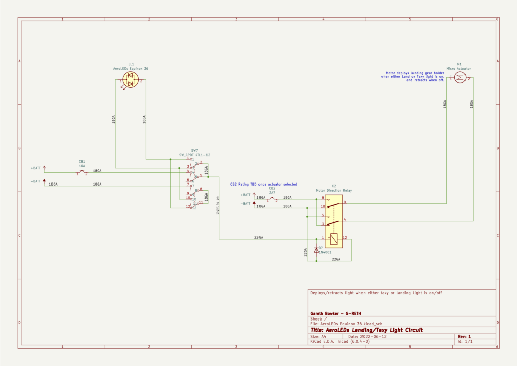 Proposed wiring diagram for a progressive AeroLEDs Equinox light, Off-On-On, with reversing polarity